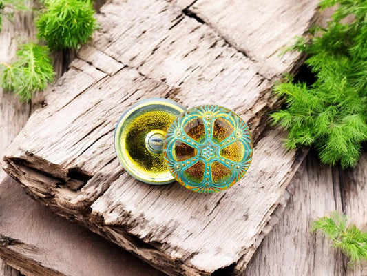 Czech Glass Buttons - Shank Buttons - Artisan Button - Handmade Button - 27mm - (3623) 1pcs