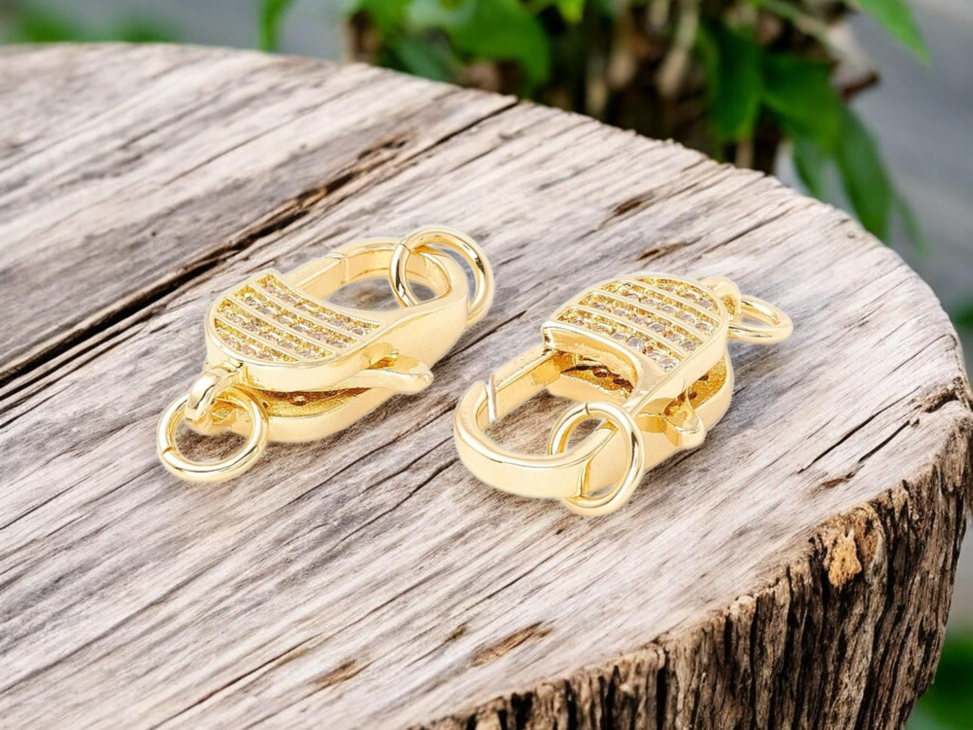 Pave Lobster Clasp - Rhinestone Clasp - Lobster Claw - Metal Clasps - Gold Clasps - 1pc - 21x12mm - (B786)