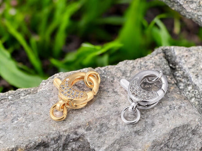 Pave Lobster Clasp - Rhinestone Clasp - Lobster Claw - Metal Clasps - CZ Clasps - 1pc - 16x12mm