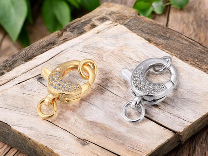 Pave Lobster Clasp - Rhinestone Clasp - Lobster Claw - Metal Clasps - CZ Clasps - 1pc - 16x12mm