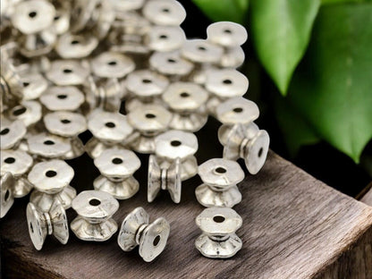*50* 7x5mm Antique Silver Double Sided Bead Caps