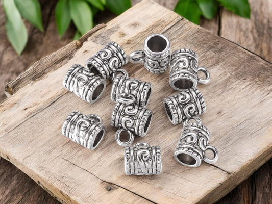 Charm Hanger - Metal Bails - Silver Bails - Bails For Jewelry - Jewelry Bail - Metal Findings - 9x7mm - 25pcs - (B995)