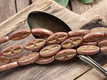 Czech Glass Beads - Marquise Beads - Picasso Beads - Spindle Beads - 20x8mm - 10pcs - (B124)