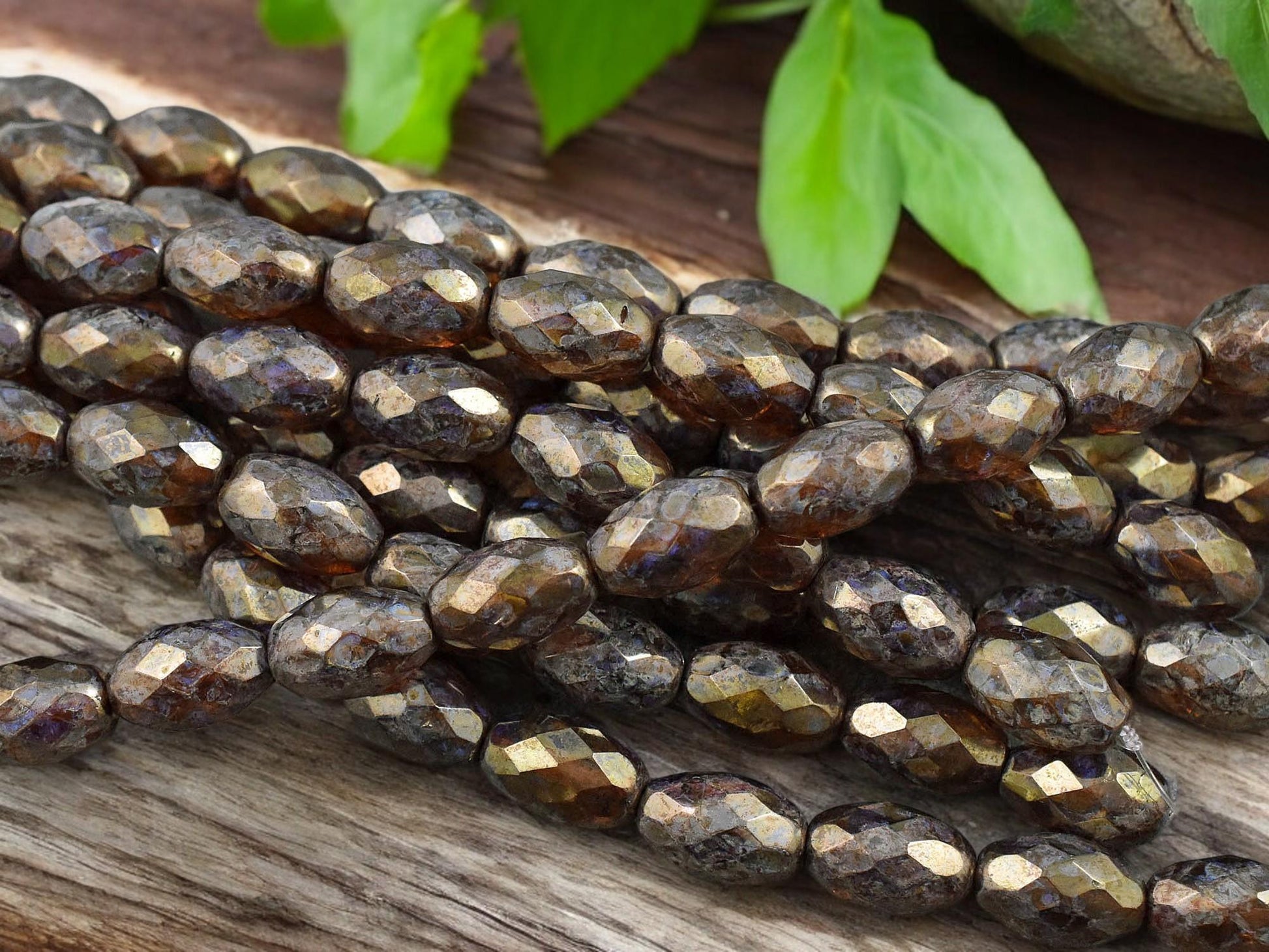 *10* 12x8mm Gold Luster Washed Root Beer Topaz Picasso Fire Polished Faceted Oval Beads