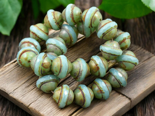 Aqua Opal Picasso Saturn Beads - Choose Your Size