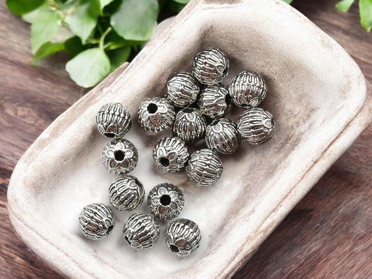 Metal Beads - Spacer Beads - Antique Silver Beads - Silver Spacers - Metal Spacers - 9x10mm - Choose Your Qty