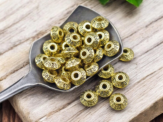 Metal Beads - Gold Beads - Gold Spacers - Antique Gold - Metal Spacers - Gold Rondelle - 100pcs - 4x7mm - (3703)