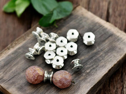 *50* 7x5mm Antique Silver Double Sided Bead Caps