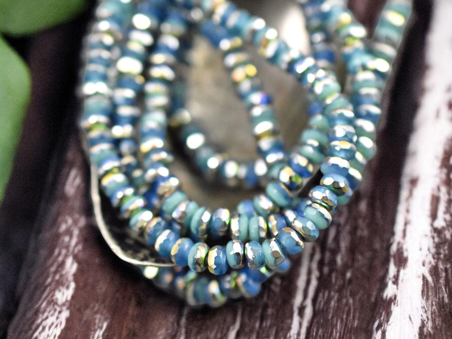 *50* 2x3mm Ocean Blue Opaline Vitrail Faceted Micro Spacer Beads