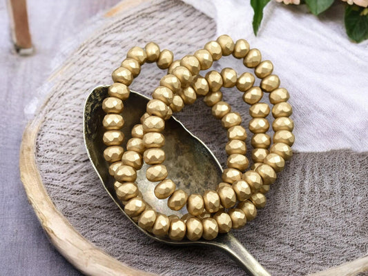 Czech Glass Beads - Rondelle Beads - Gold Spacers - Gold Beads - 3x5mm Rondelle Beads - 30pcs - (5007)