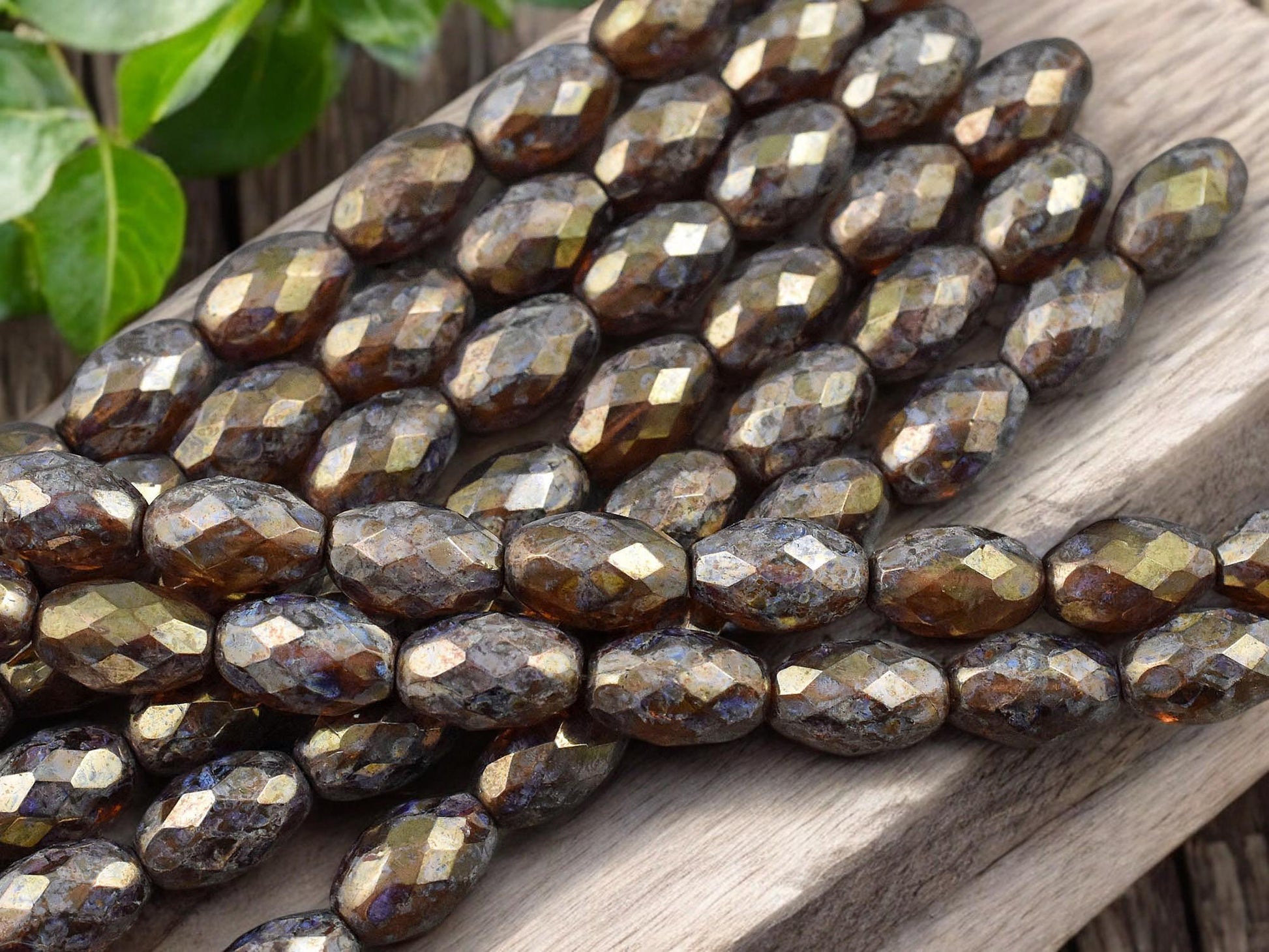 *10* 12x8mm Gold Luster Washed Root Beer Topaz Picasso Fire Polished Faceted Oval Beads