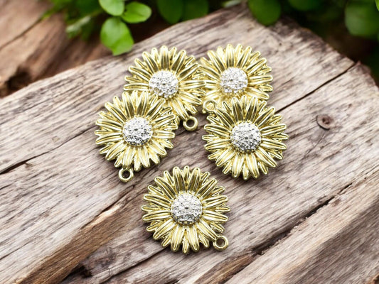 Gold Pendants - Gold Pendants - Sunflower Pendant - Metal Pendant - 28x24mm - (B150)