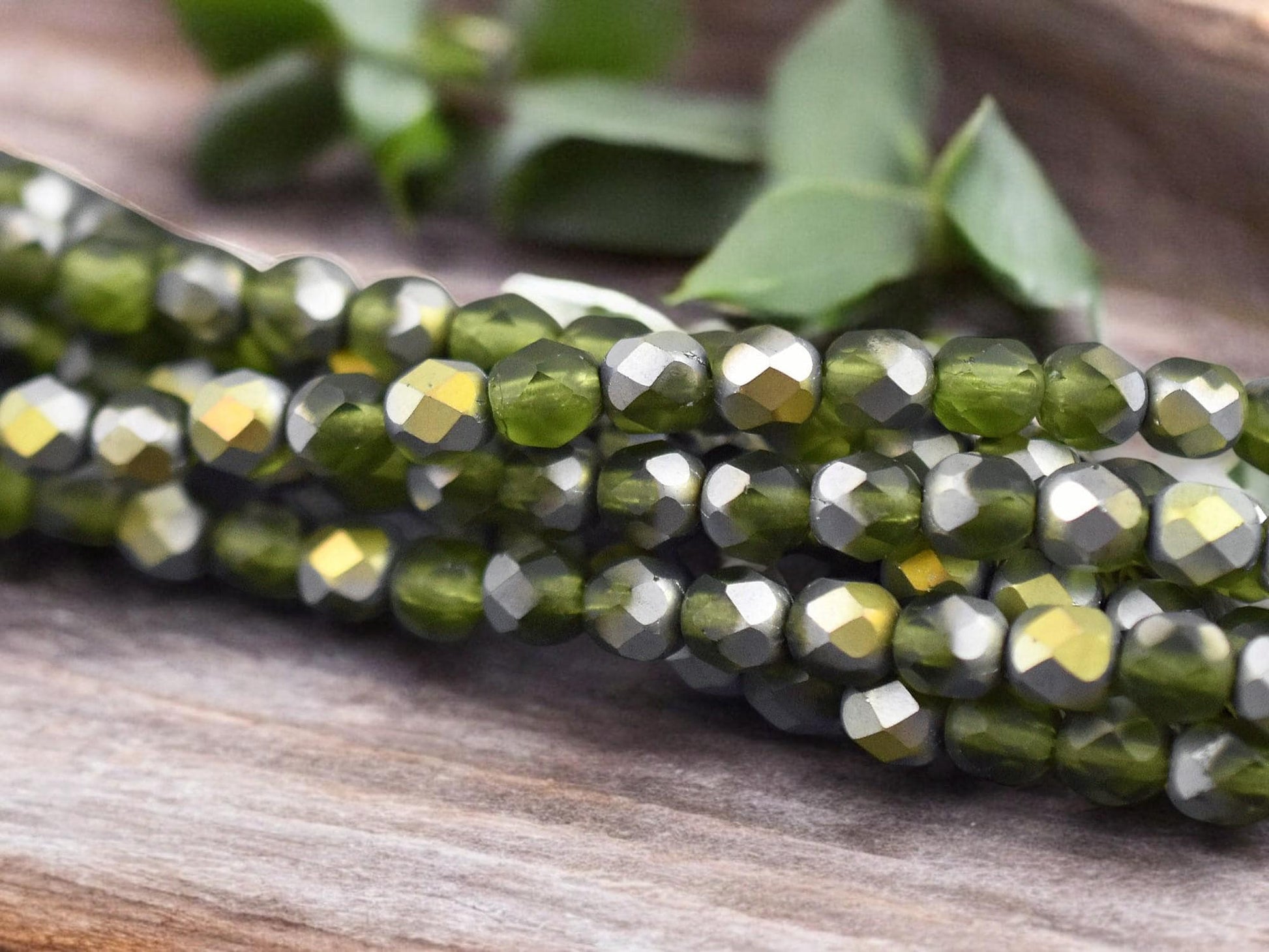 *25* 6mm Matte Olivine Vitrail Fire Polished Round Beads