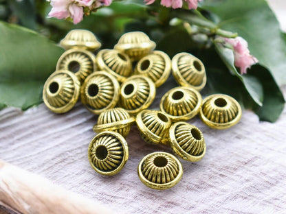 5x7mm Antique Gold Bicone Spacer Beads - Choose Your Qty