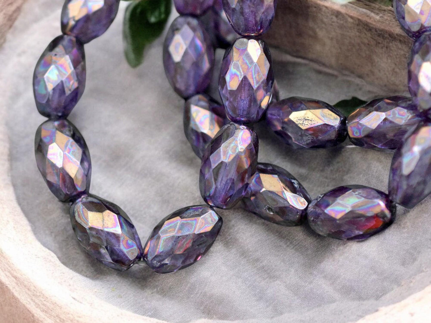 *12* 12x8mm Gold Lustered Amethyst Fire Polished Faceted Oval Beads