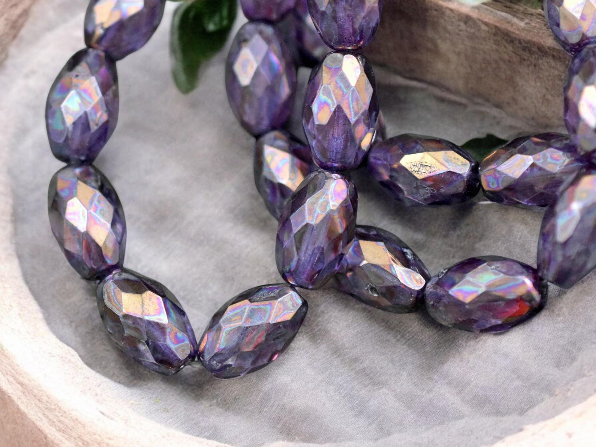 *12* 12x8mm Gold Lustered Amethyst Fire Polished Faceted Oval Beads