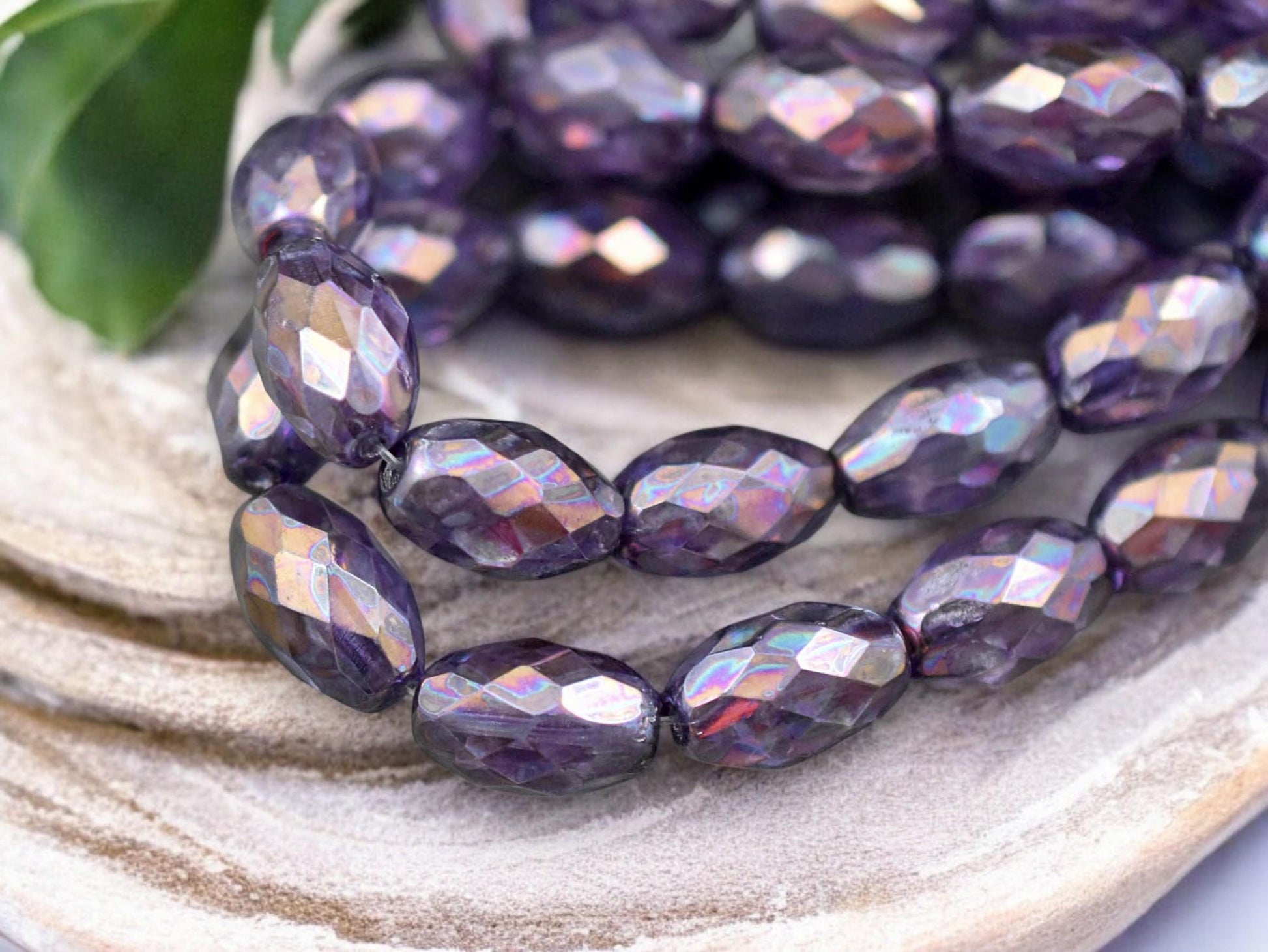 *12* 12x8mm Gold Lustered Amethyst Fire Polished Faceted Oval Beads