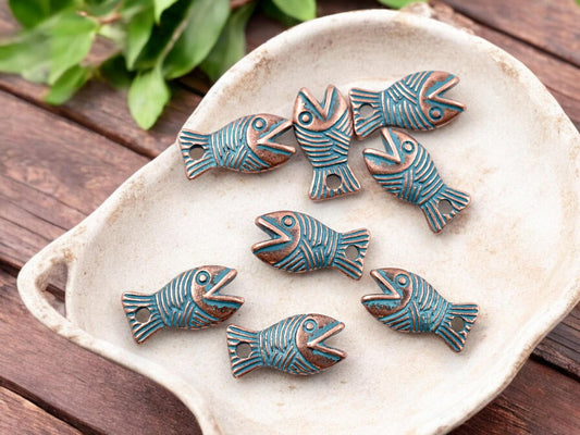*10* 16x8mm Copper Patina Fish Charms