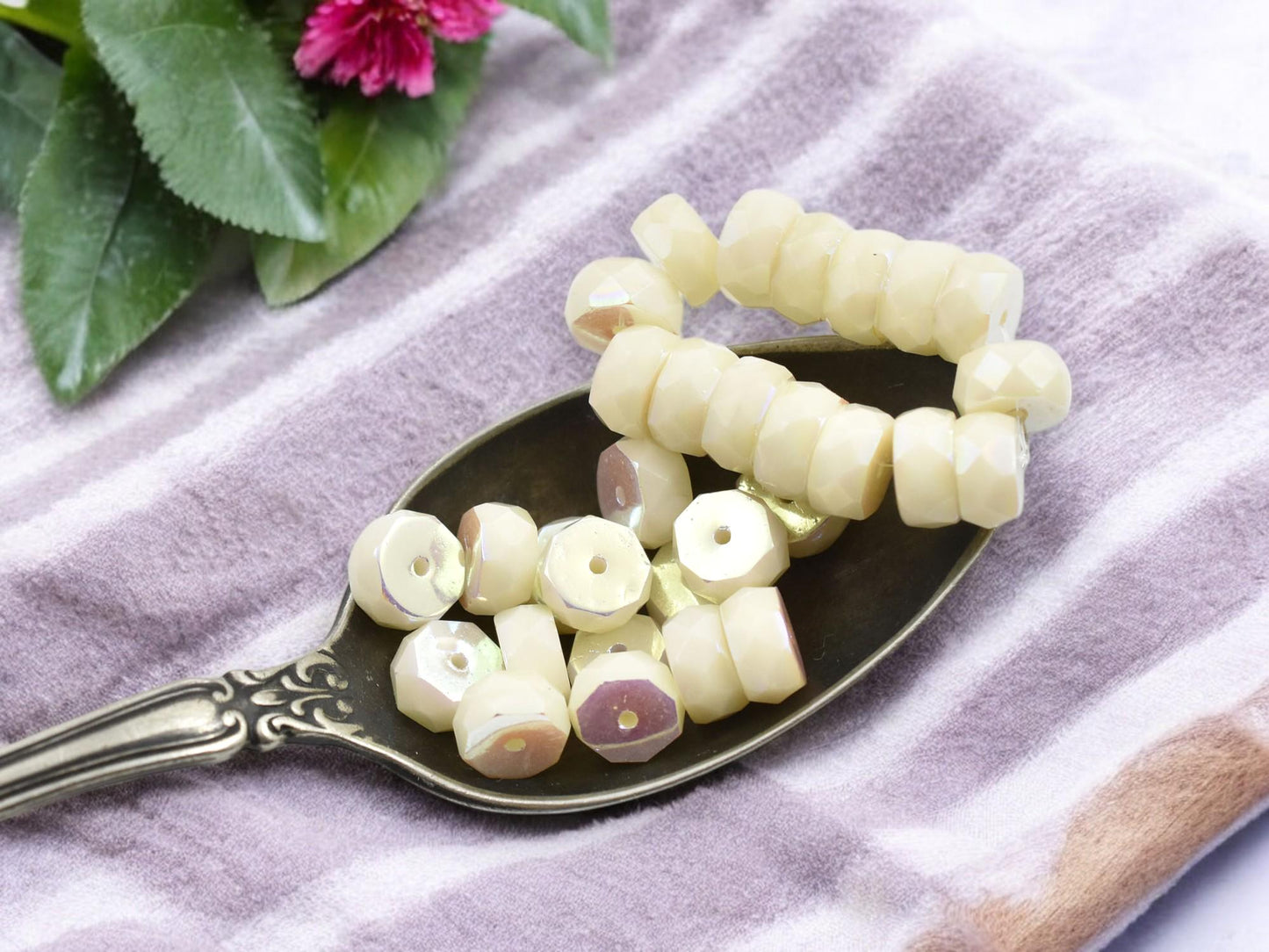 Heishi Beads - Czech Glass Beads - Fire Polished Beads - Rondelle Beads - 6x4mm - 15pcs - (1006)