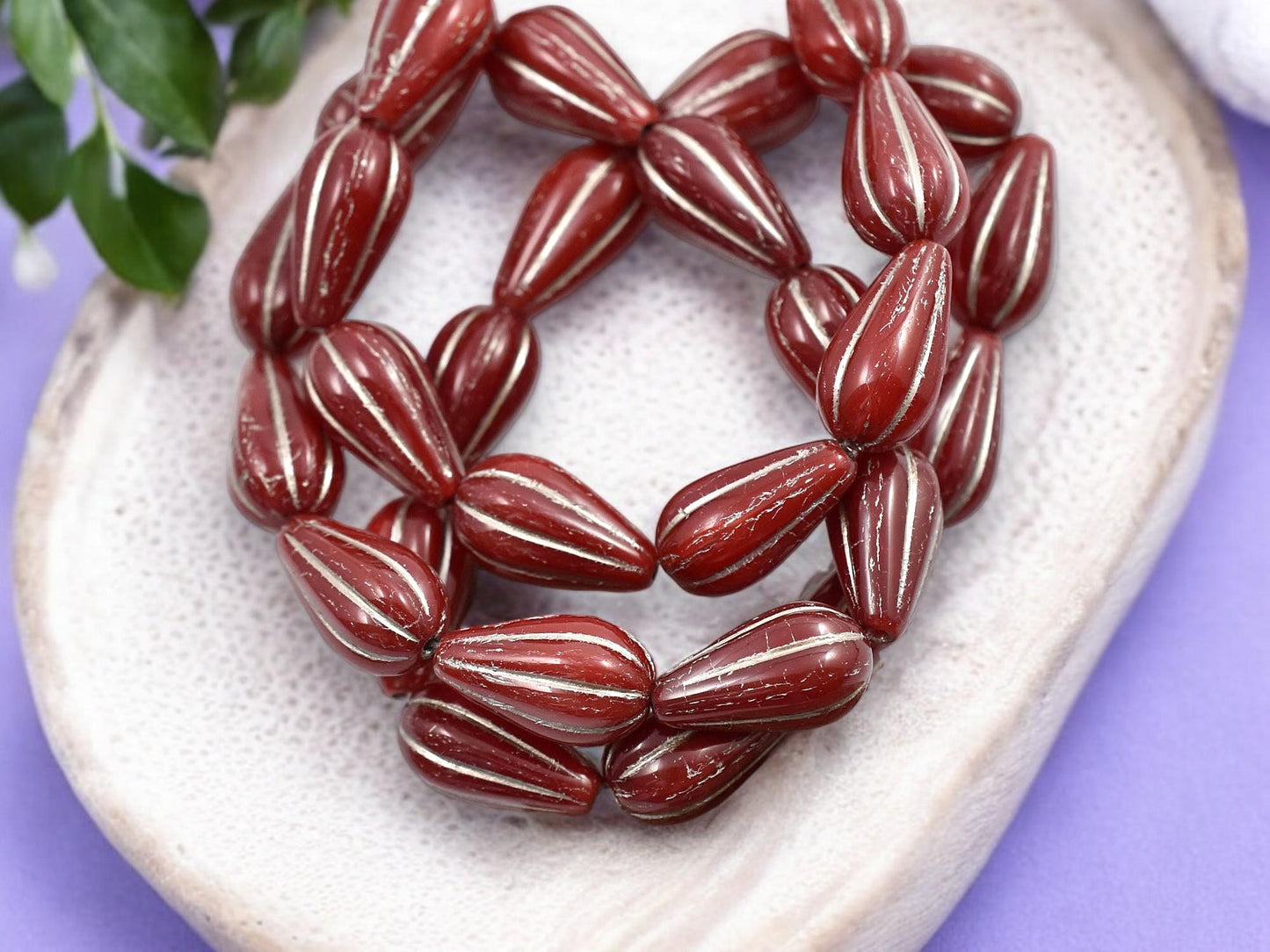 Czech Glass Beads - Melon Drop Beads - Teardrop Beads - Red Beads - Picasso Beads - 10pcs - 13x8mm - (3688)
