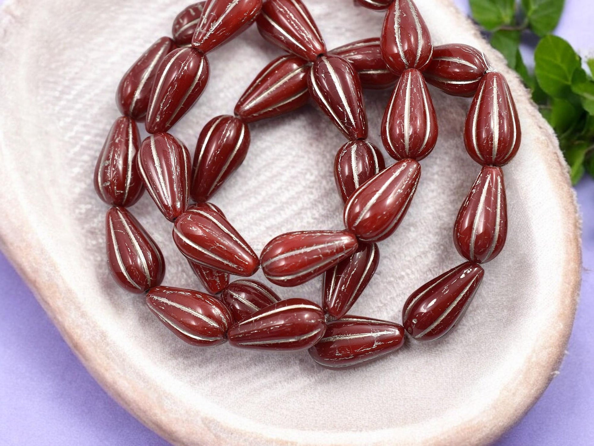 Czech Glass Beads - Melon Drop Beads - Teardrop Beads - Red Beads - Picasso Beads - 10pcs - 13x8mm - (3688)