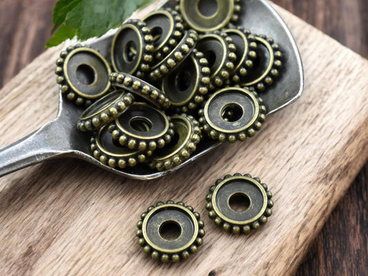 *25* 10x2mm Antique Bronze Bali Style Rondelle Spacer Beads