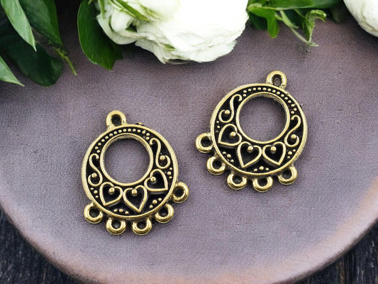 Gold Charms - Earring Findings - Chandelier Earring - Chandelier Pendant - Gold Findings - Charm Hanger - 2pcs - 18x25mm - (515)