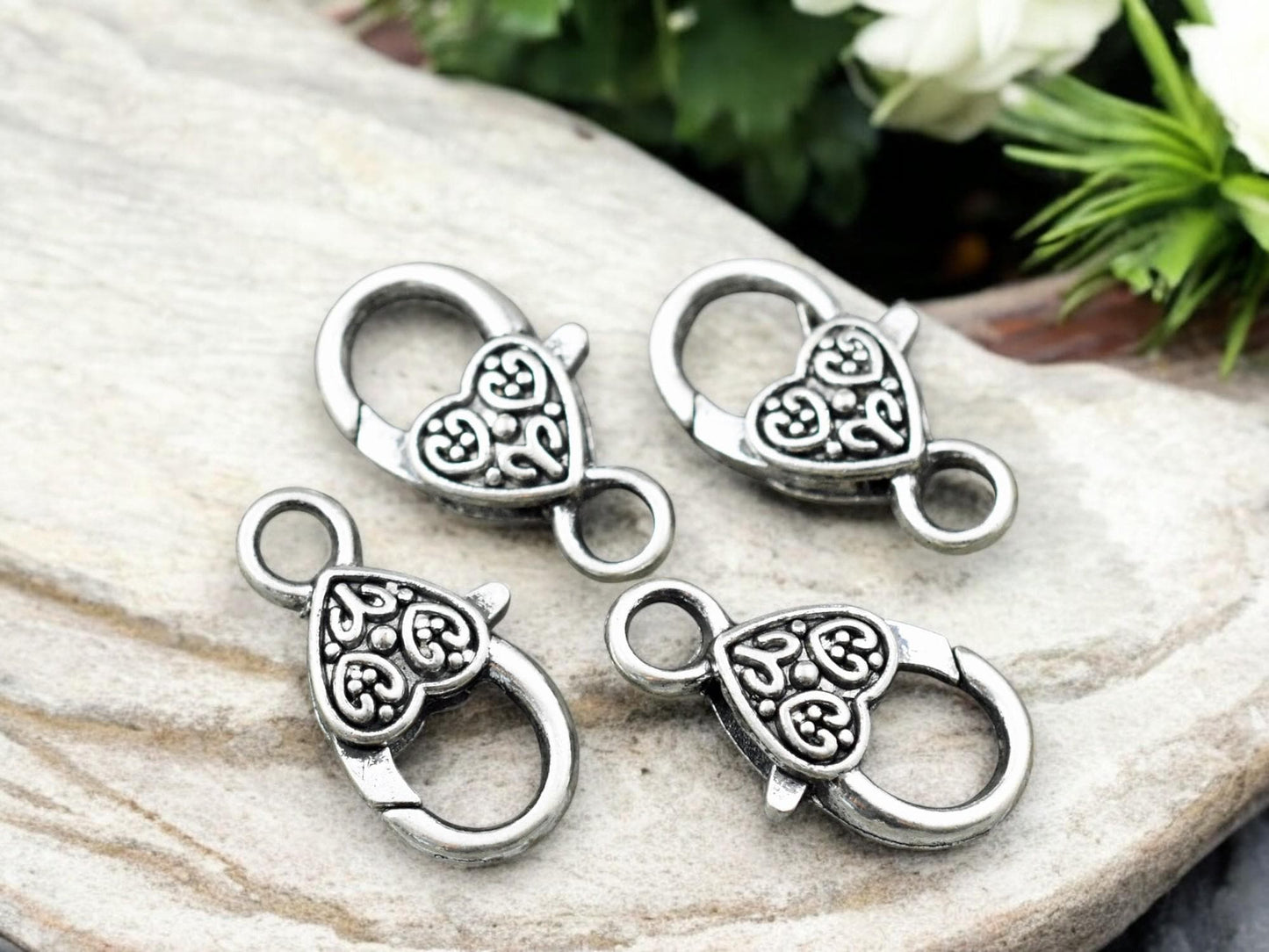 25x12mm Antique Silver Large Lobster Clasps - 10pcs