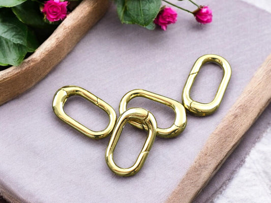 *5* 18x10x3mm 18k Gold Plated Oval Spring Ring Clasps