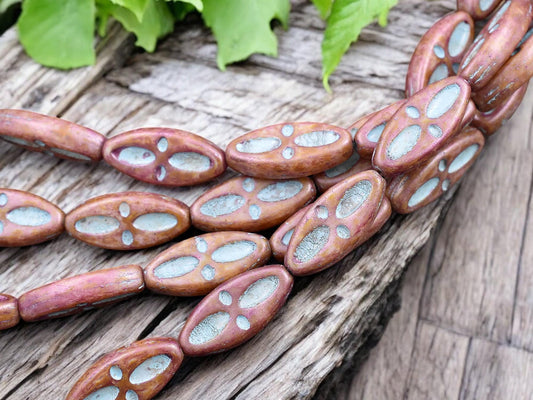 *10* 20x9mm Turquoise Washed Rose Pink Alabaster Marquise Oval Beads