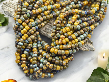 Picasso Beads - Czech Glass Beads - Seed Beads - Size 4 Seed Beads - 4/0 - 21" Strand - (3480)