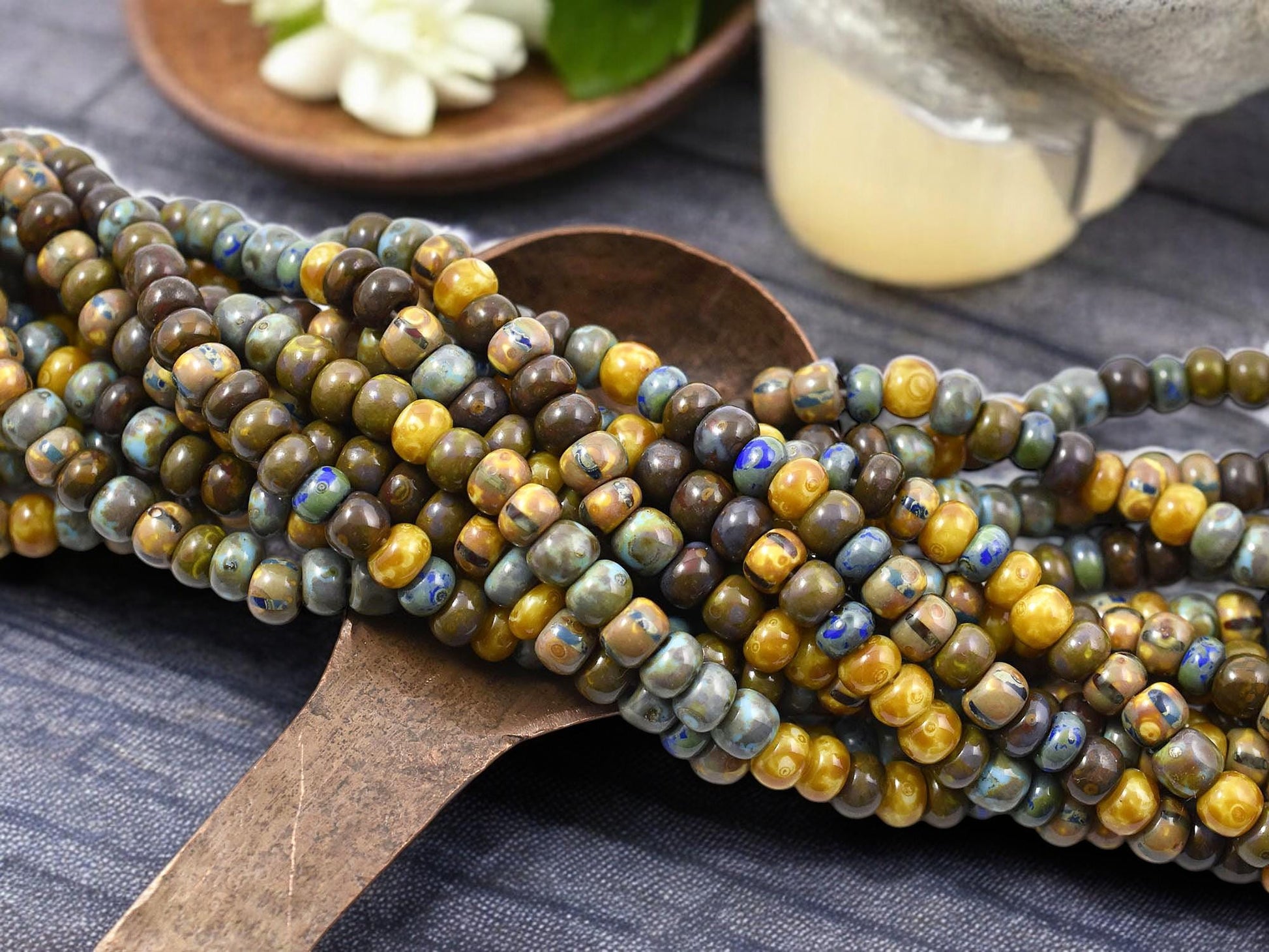 Picasso Beads - Czech Glass Beads - Seed Beads - Size 4 Seed Beads - 4/0 - 21" Strand - (3480)