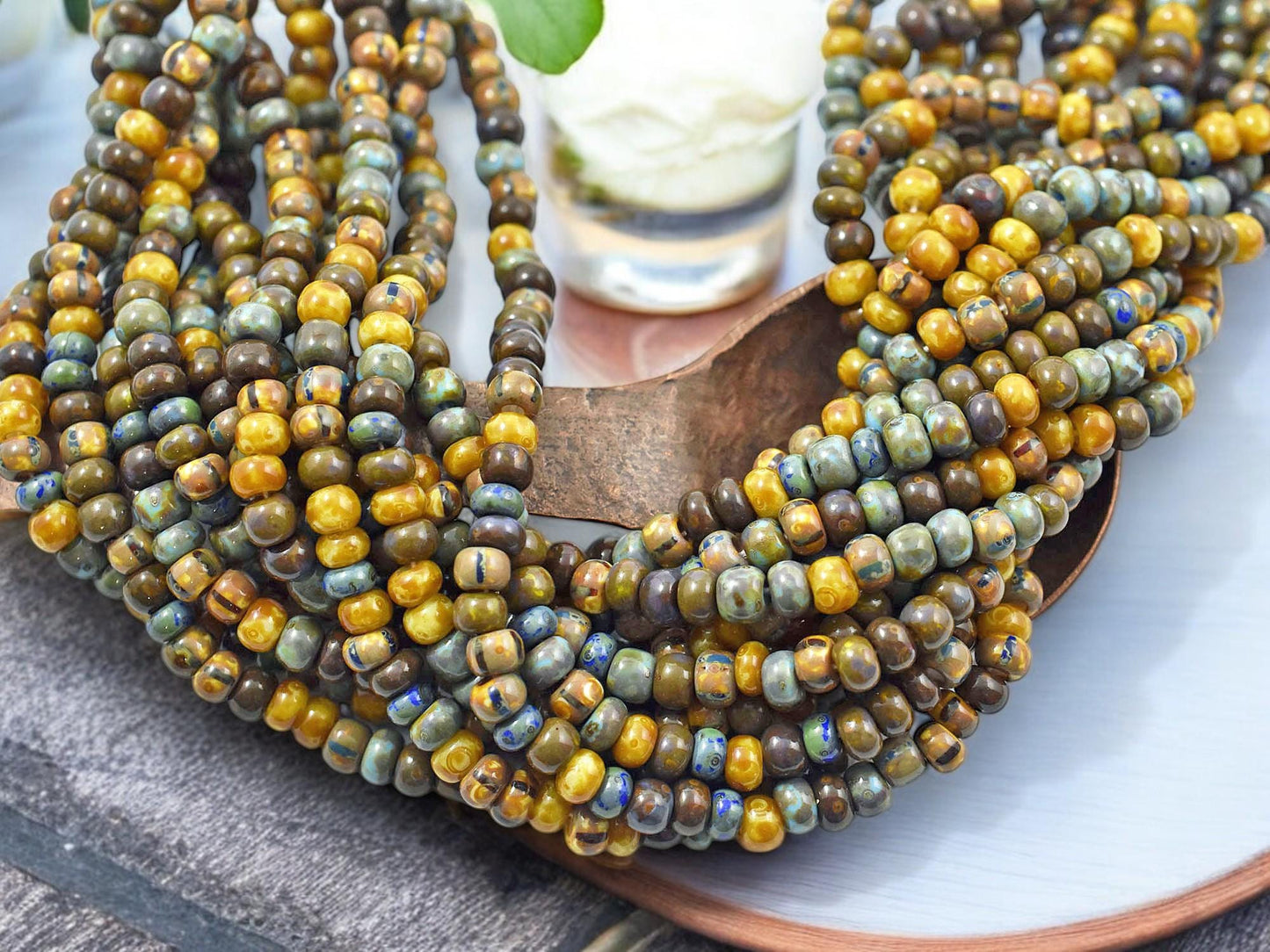 Picasso Beads - Czech Glass Beads - Seed Beads - Size 4 Seed Beads - 4/0 - 21" Strand - (3480)