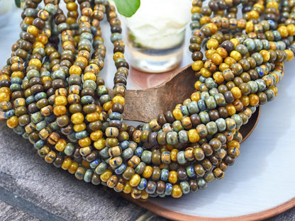 Picasso Beads - Czech Glass Beads - Seed Beads - Size 4 Seed Beads - 4/0 - 21" Strand - (3480)