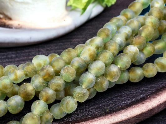 African Glass Beads - Fair Trade Beads - Recycled Glass Beads - Approx 11-12mm - 22" Strand - (J24)