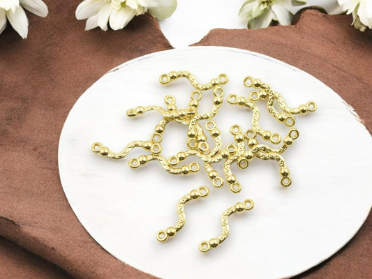 Connector Links - Gold Connectors - Curved Connector - Connector Bar - 22x6mm - 50pcs - (402)