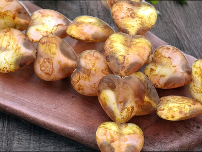*6* 16mm Matte Crystal & Pink Picasso Heart Beads
