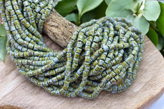 Aged Picasso Beads - Picasso Beads - Czech Glass Beads - Seed Beads - 4mm - 19" Strand - (3180)