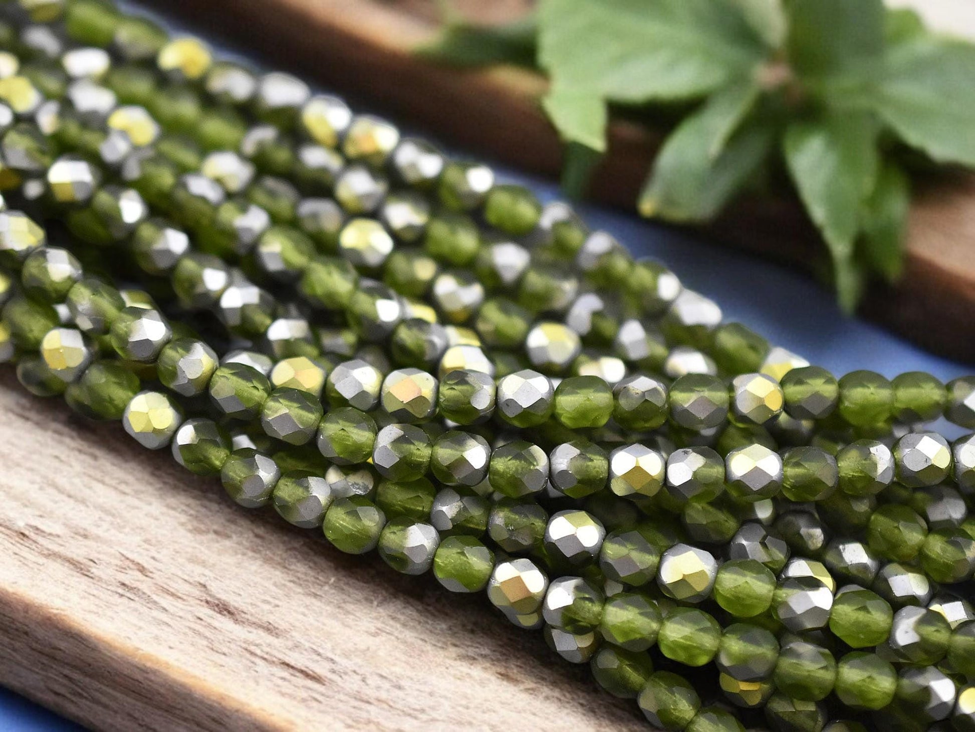*25* 6mm Matte Olivine Vitrail Fire Polished Round Beads