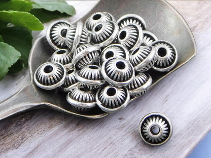5x7mm Antique Silver Bicone Spacer Beads