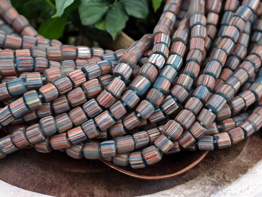 Striped Java Glass Beads -- Approx 24" Strand - Indonesian Glass Beads