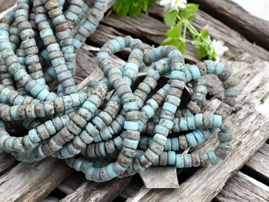 Heishi Beads - Indonesian Beads - Recycled Glass Beads - Eco-Friendly Beads - 6x3mm - 20" Strand - (B535)