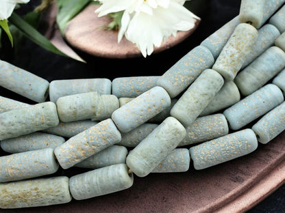 Pompeii Beads - Java Beads -Recycled Glass Beads - Indonesian Glass Beads - Tube Beads - 18" Strand - (J30)