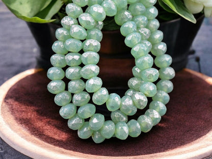 *30* 3x5mm Mint Opal Mercury Fire Polished Rondelle Beads