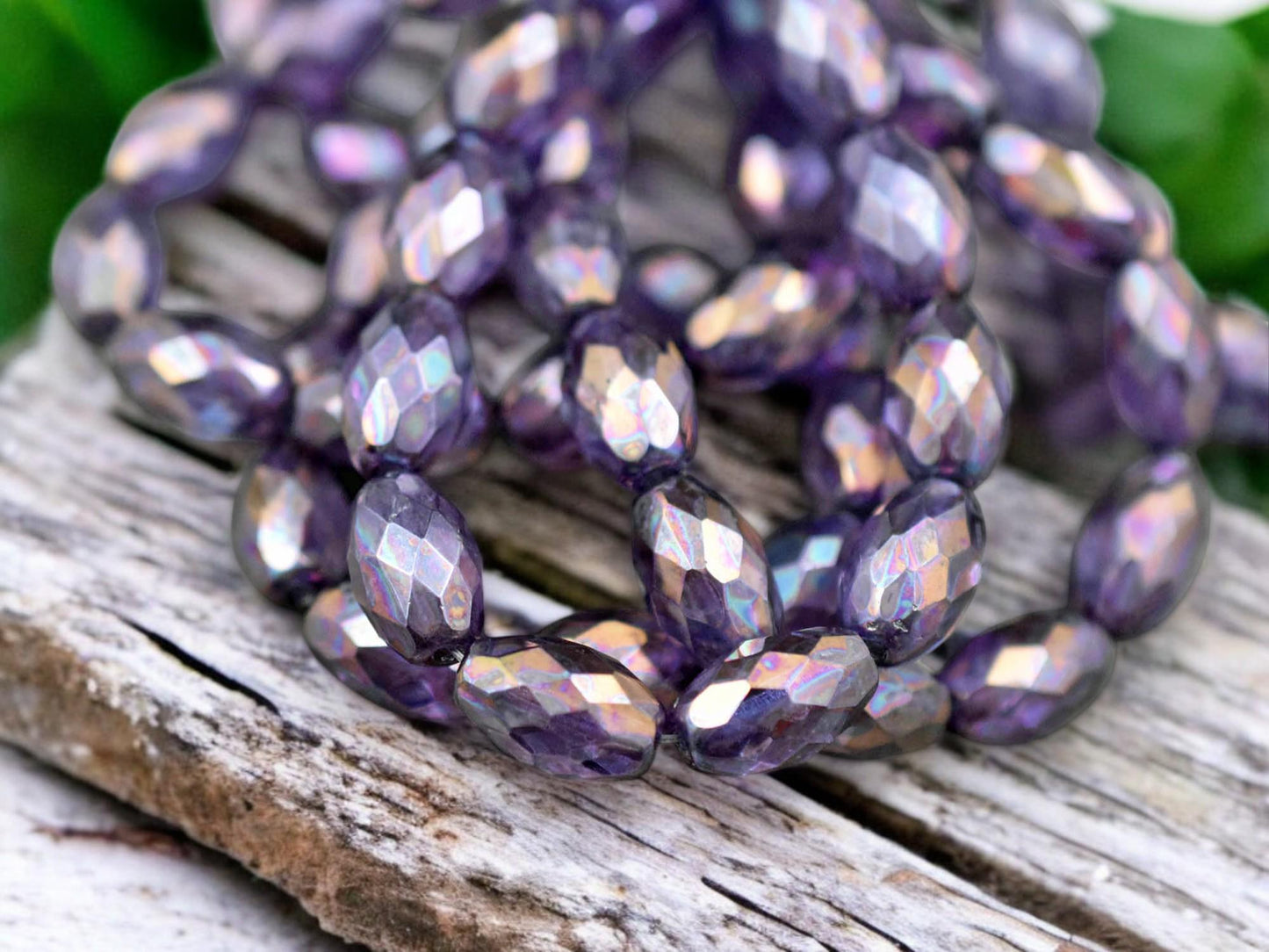 *12* 12x8mm Gold Lustered Amethyst Fire Polished Faceted Oval Beads