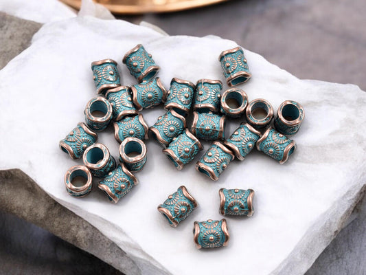 Metal Beads - Patina Beads - Copper Beads - Spacer Beads - Metal Spacers - 8x7mm - 50pcs - (A357)