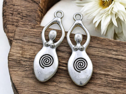 *10* 39x13mm Antique Silver Goddess Charms