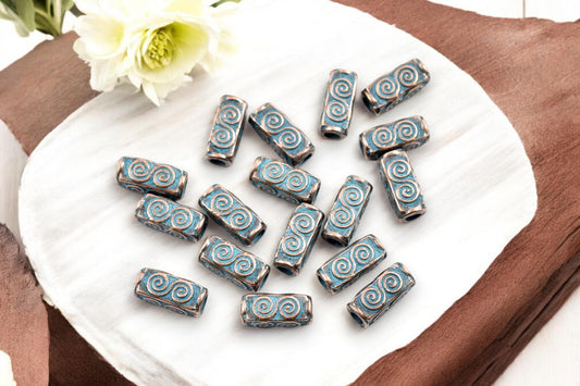 Metal Beads - Patina Beads - Large Hole Beads - Spacer Beads - Metal Spacers - 11x5mm - 50pcs - (5474)