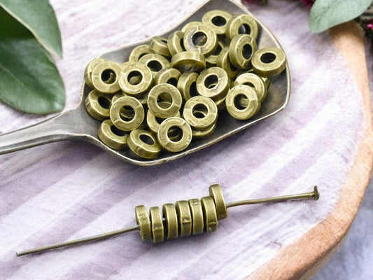 *100* 6x2mm Antique Bronze Donut Spacer Beads