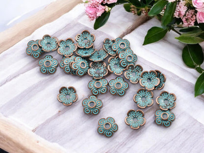 Metal Bead Caps - Patina Bead Caps - Copper Bead Caps - 8mm Bead Caps - Metal Beads - Copper Spacers - Spacer Beads - 200pcs - (B563)